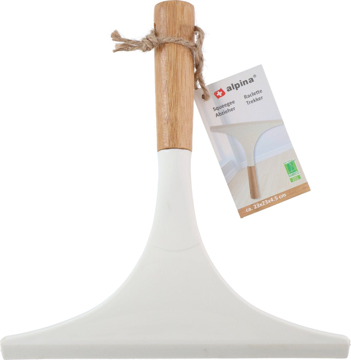 Alpina Raamtrekker - gebroken wit met bamboe handvat - 23 x 23 x 4 cm