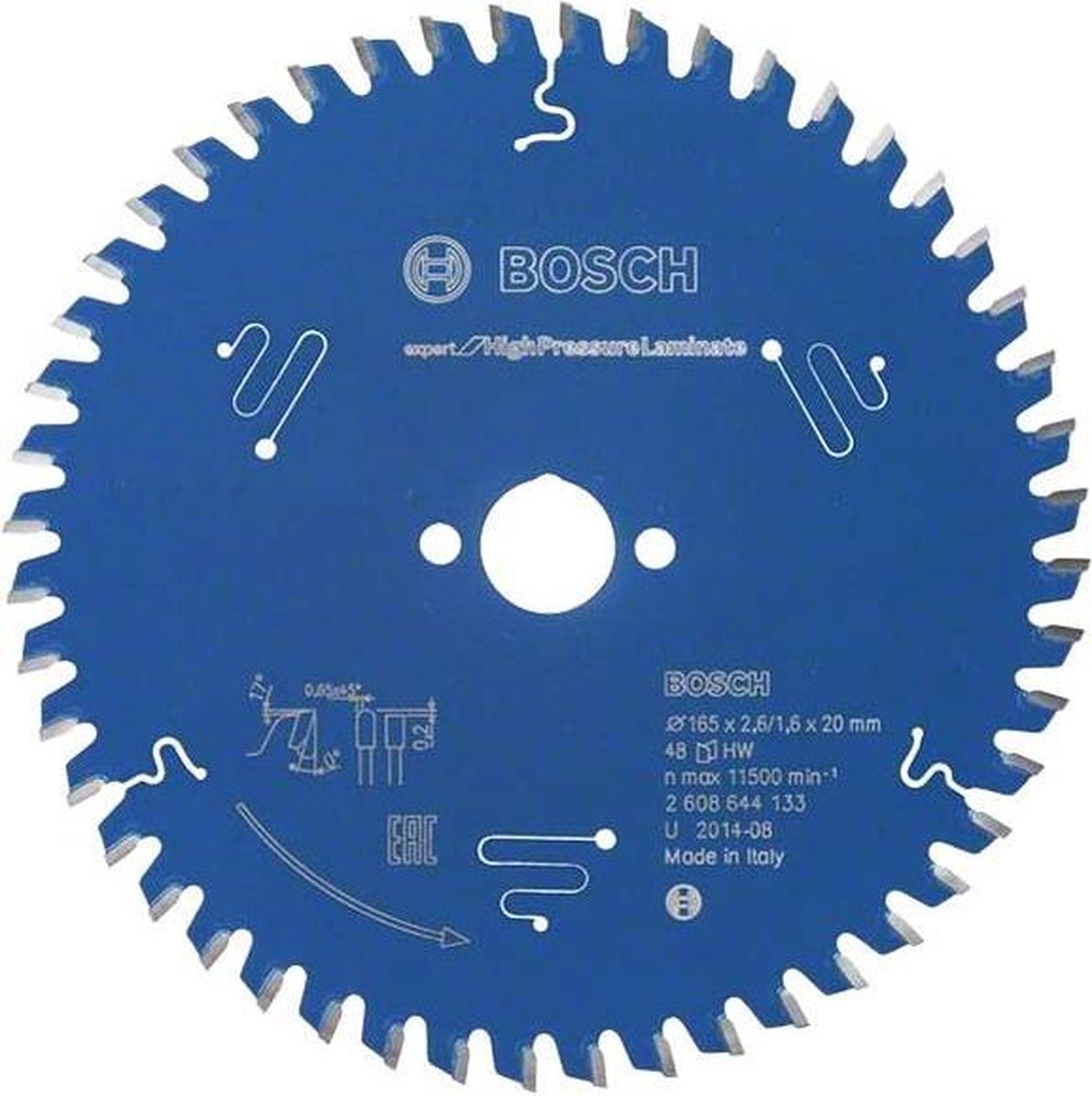 BOSCH 2608644133 Cirkelzaagblad Expert 165x20 - 48 tanden