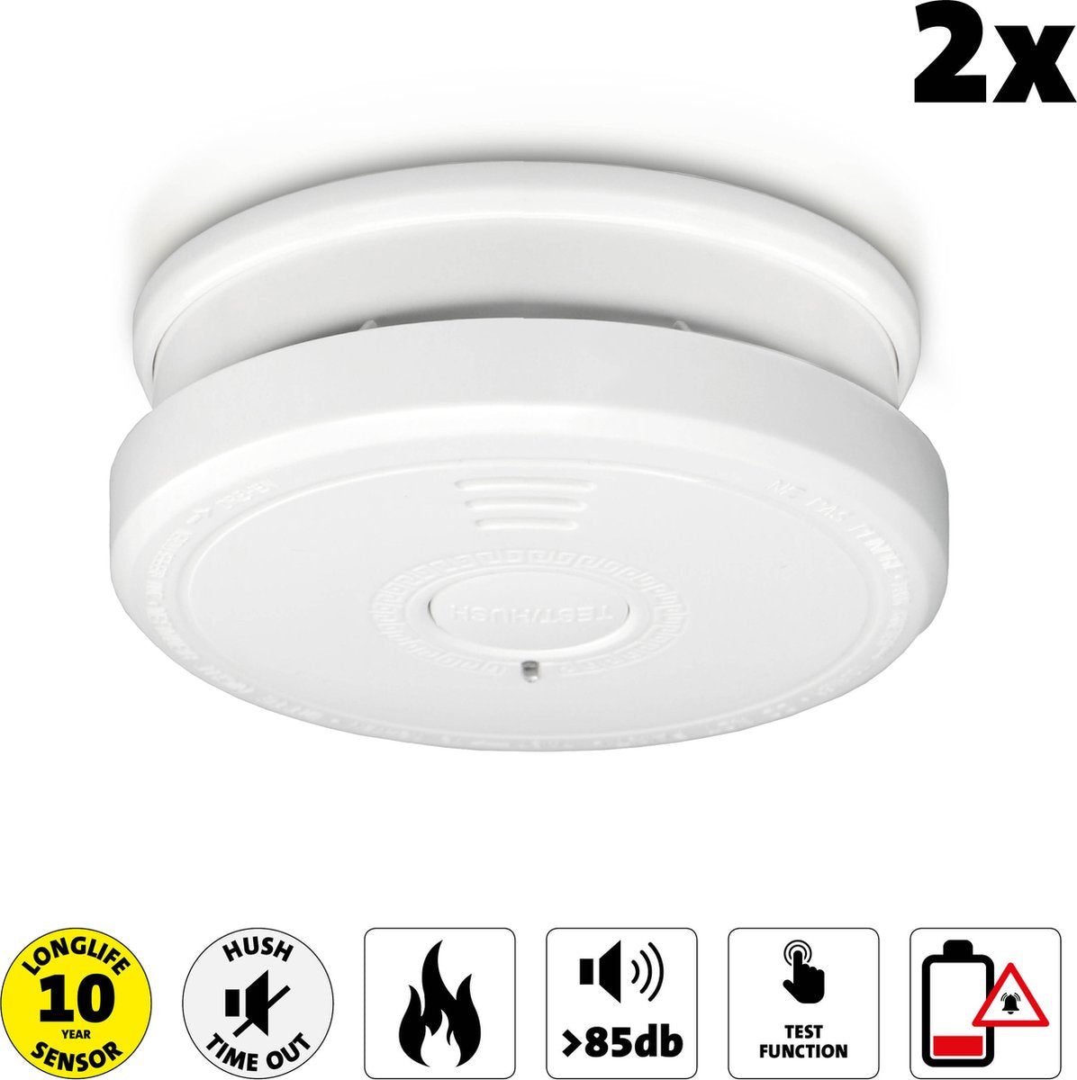 Alecto SA20 2X - Rookmelder - 10 jaar sensor - Voldoet aan Europese norm EN14604 - 2 stuks