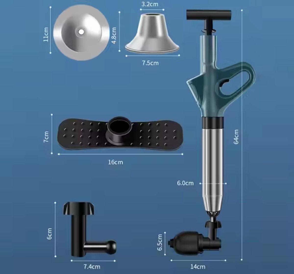 AKSA Home® WC Ontstopper - Gootsteenontstopper - Toilet Ontstopper - Ontstoppingsveer - Rioolontstopper - Groen