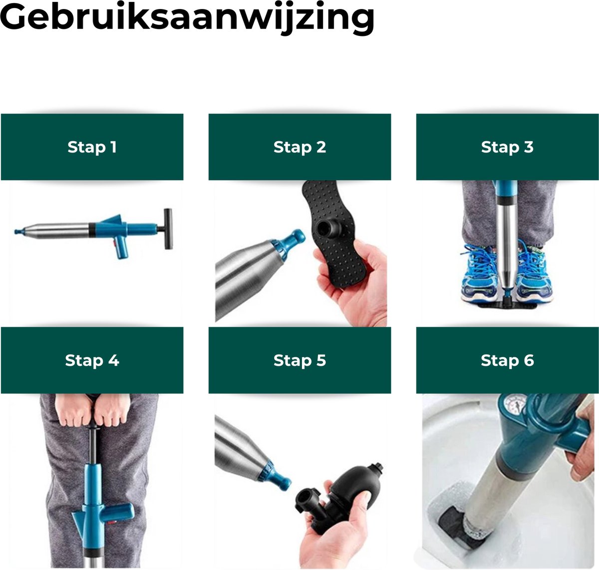 AKSA Home® WC Ontstopper - Gootsteenontstopper - Toilet Ontstopper - Ontstoppingsveer - Rioolontstopper - Groen