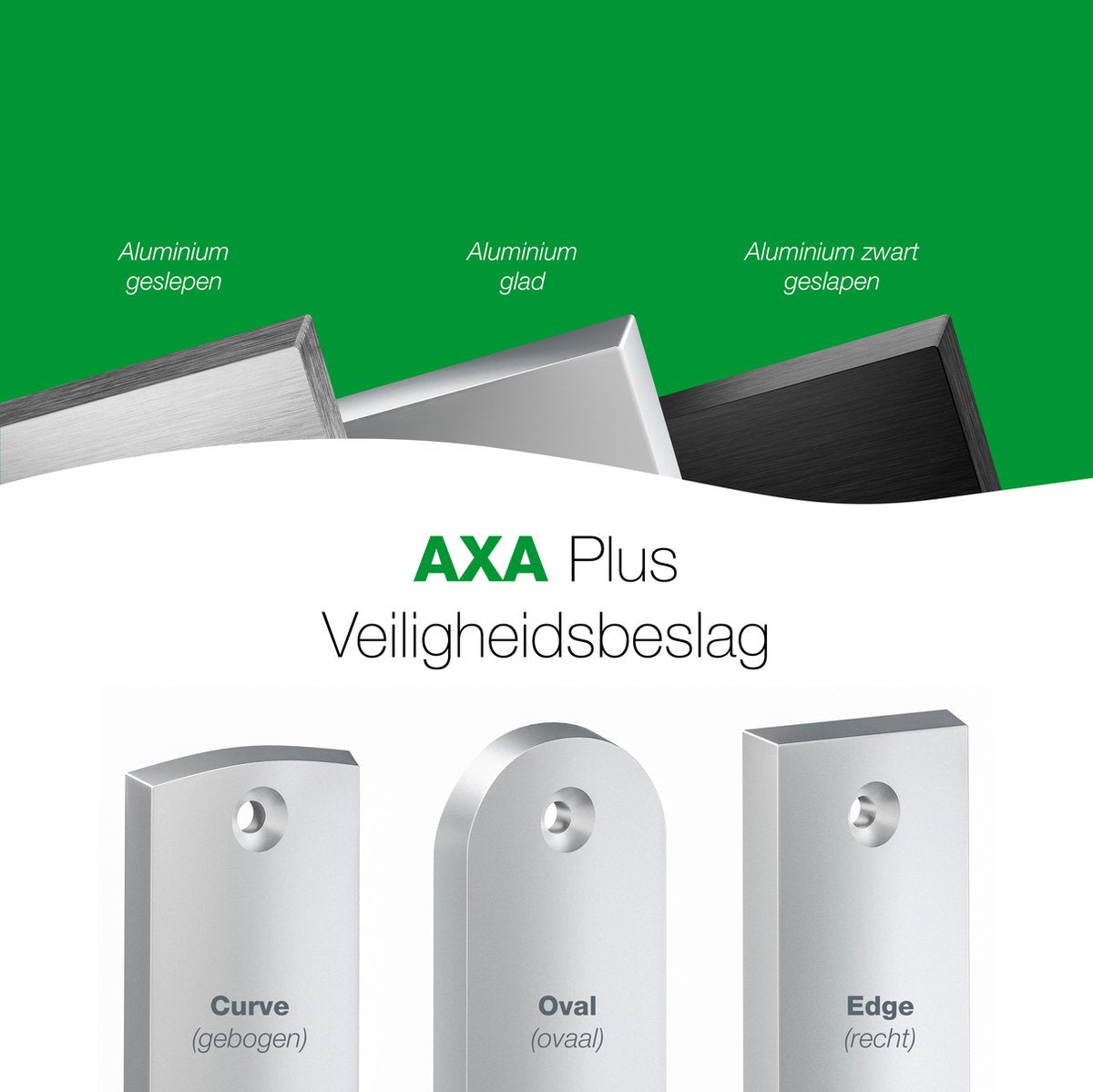 AXA Veiligheidsbeslag (Curve Plus) Inox geslepen: Knop-Kruk (model S/Blok) PC72 met kerntrekbeveiliging SKG***