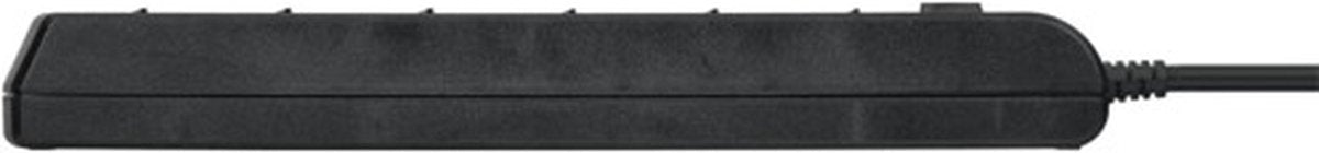 Stekkerdoos individueel schakelbaar 6-voudig 2m H05VV-F 3G1,5 zwart