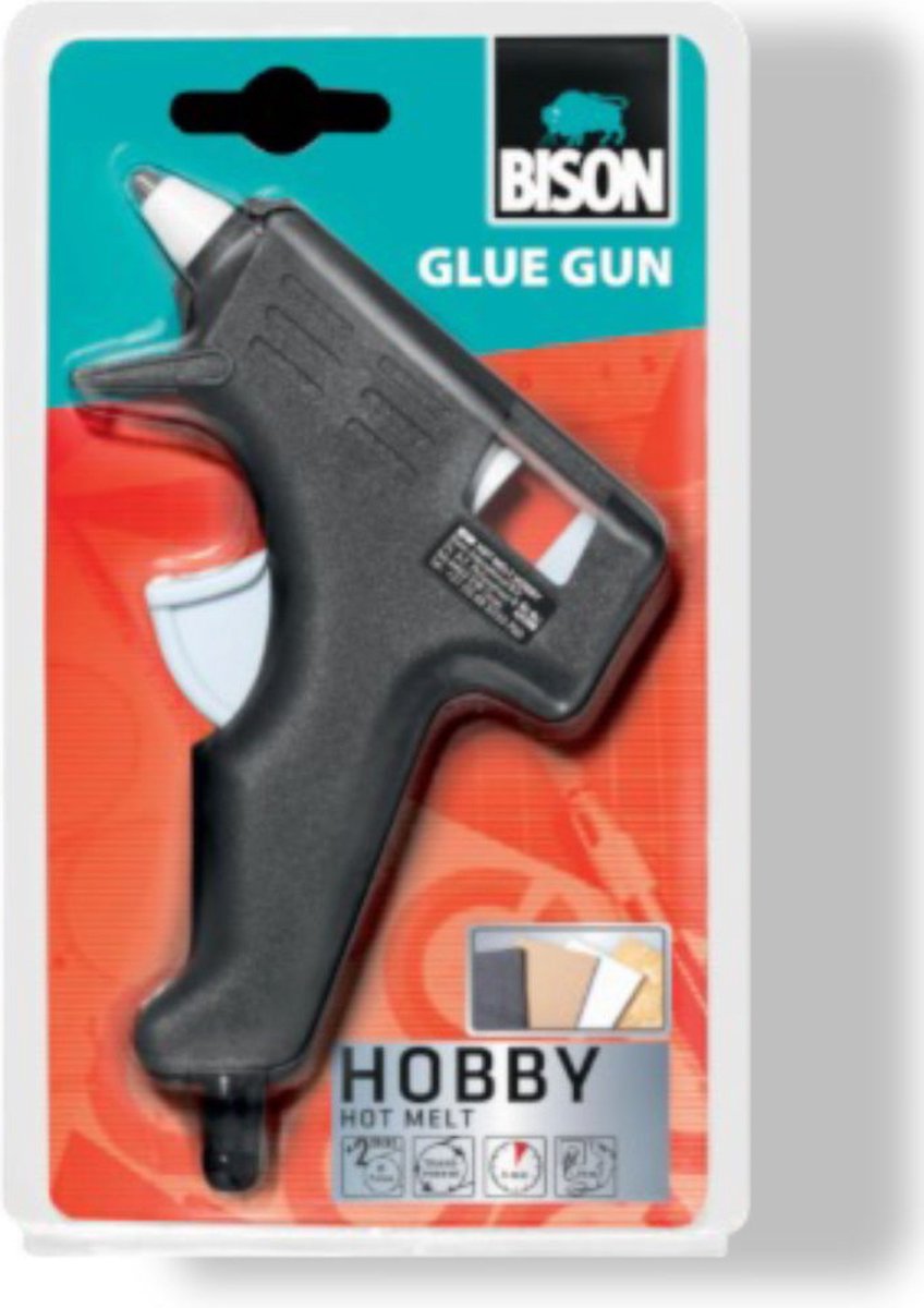 Bison Glue Gun Hobby - smeltlijmpistool, hobby en creatief, lijmt razendsnel, voor diverse materialen, kunststof, textiel, karton, keramiek, glas, onderling en combinatie