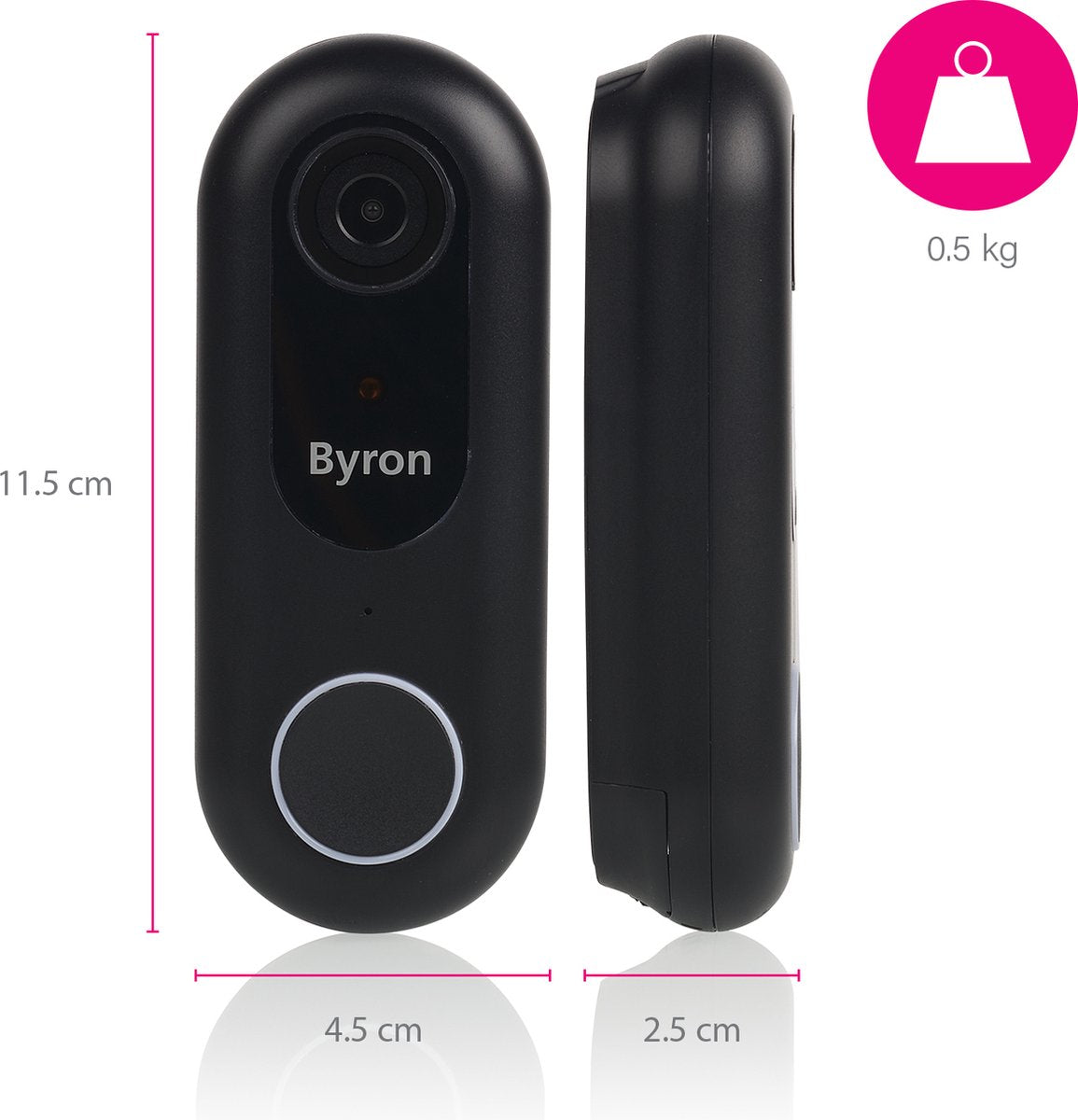 Byron DSD-28119 Bedrade Wifi Video deurbel - Full HD 1080p camera - 8-24 volt input