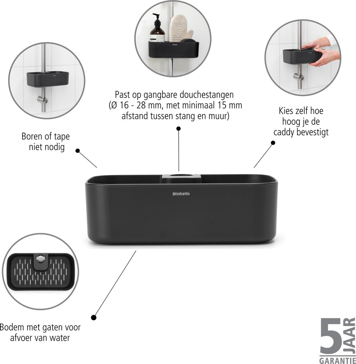 Brabantia ReNew Doucherek - Zonder boren - Dark Grey
