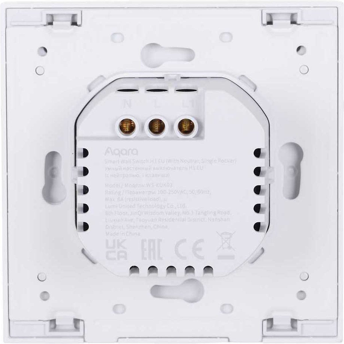 Aqara Smart Wall Switch H1 (with neutral, single rocker) - Zigbee 3.0 - enkele schakelaar - één knop - met Nuldraad
