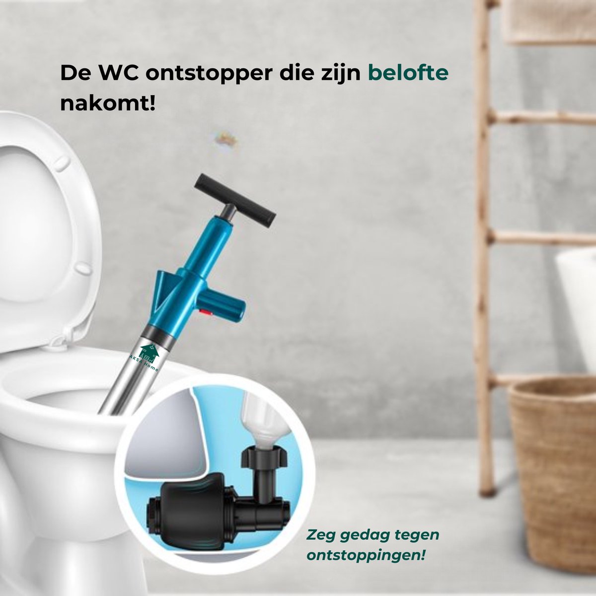 AKSA Home® WC Ontstopper - Gootsteenontstopper - Toilet Ontstopper - Ontstoppingsveer - Rioolontstopper - Groen