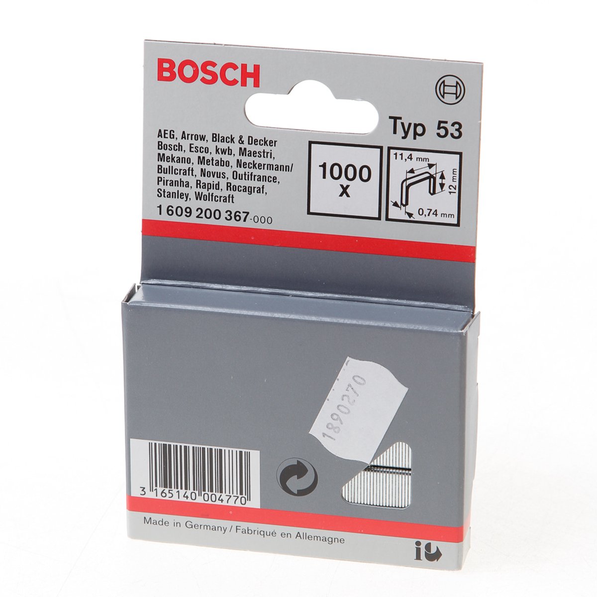 Bosch - Niet met fijne draad type 53 11,4 x 0,74 x 12 mm