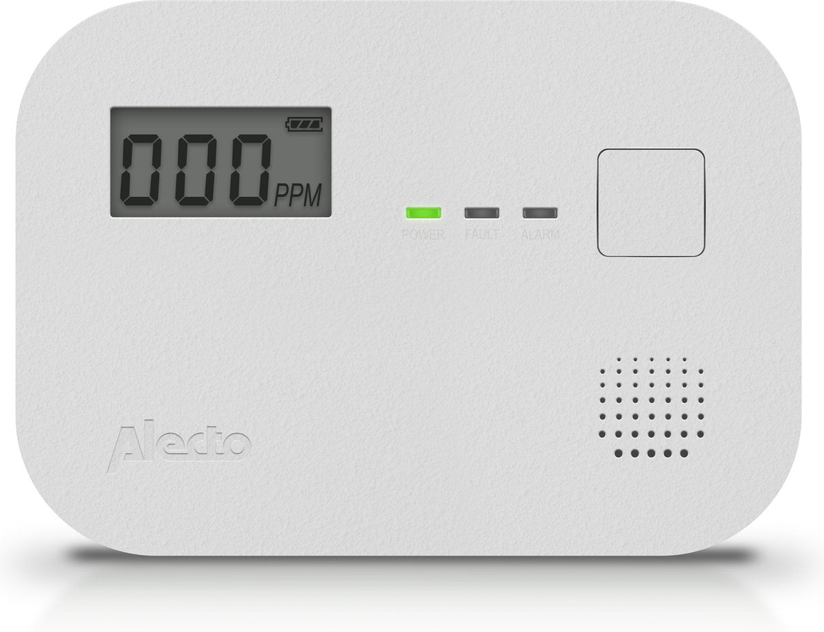 Alecto COA3910 Koolmonoxidemelder met display - 10 jaar sensor - Voldoet aan Europese norm EN50291 - Wit