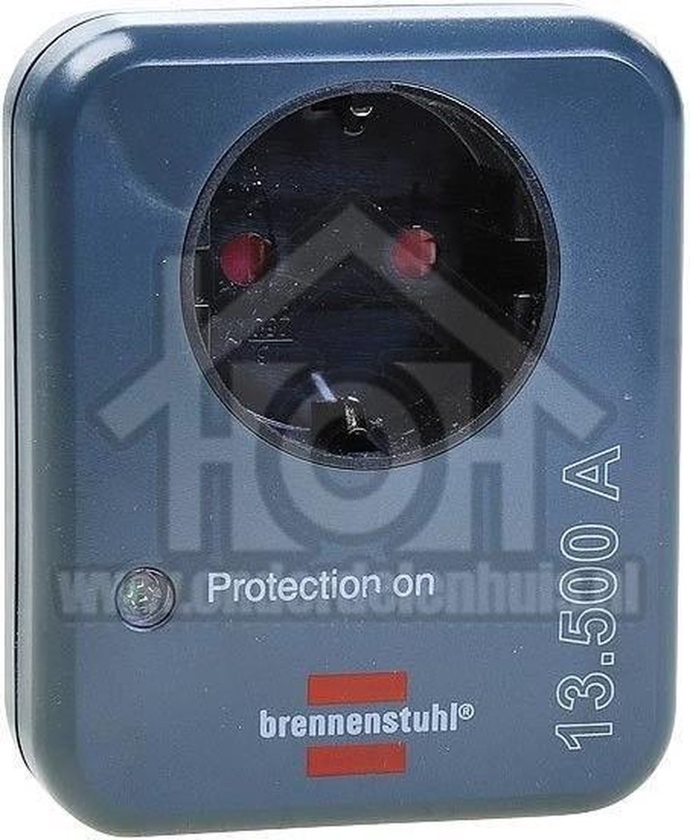 Brennenstuhl stekkeradapter, met overspanningsbeveiliging, 13.500 A, adapter als bliksembeveiliging voor elektrische apparaten, antraciet